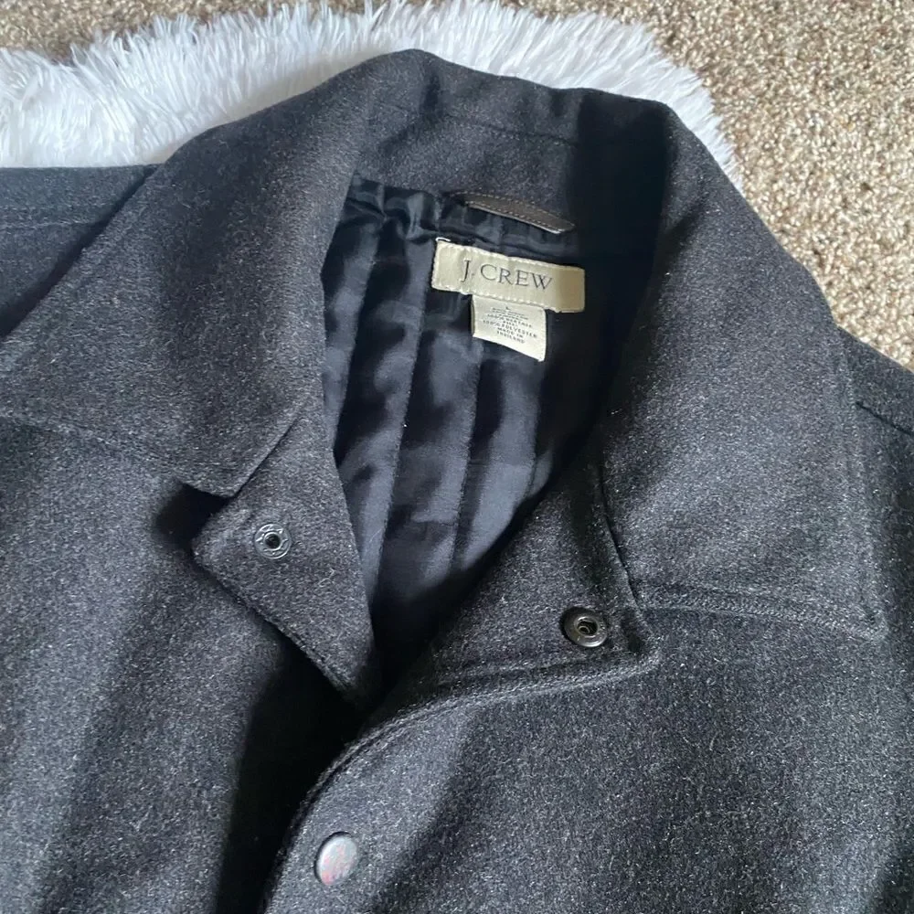 J Crew Coat Snap Down Wool Nylon Winter Lined Pockets Professional Mens Sz Large